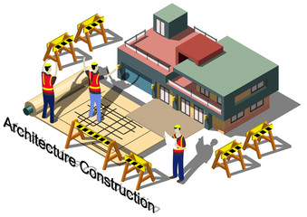 illustration of info graphic architecture construction concept in isometric graphic