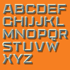 Volume letters with beveled edges on the orange background
