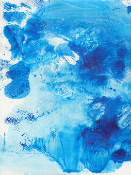 Blue background with artistic strokes, drops and streaks