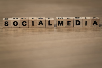 Social Media in wooden cubes