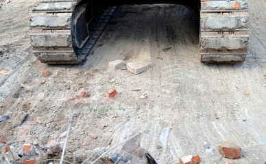 Baggerraupen auf Baustelle