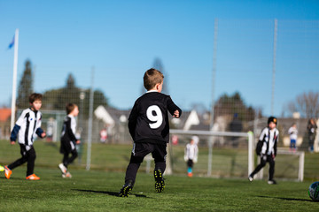 Young boy during soccer match