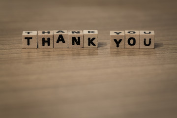 thank you in wooden cubes