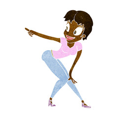 cartoon pretty woman pointing