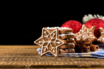 Christmas decoration with gingerbread cookies
