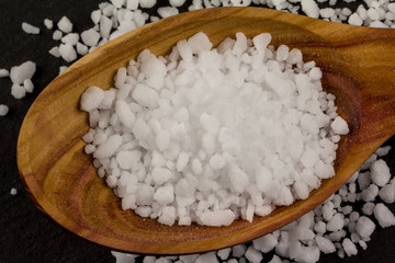 Sea Salt In Wooden Spoon