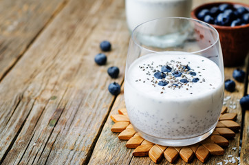 vegan coconut Chia seed pudding with blueberries