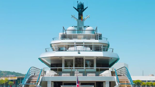 Beautiful luxury yacht establishing shot
