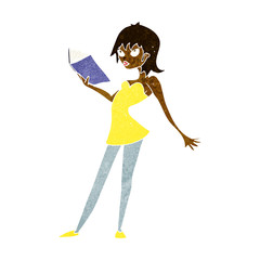 cartoon woman reading book