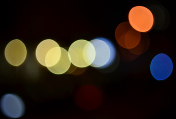 Night city lights out of focus