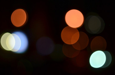 Night city lights out of focus