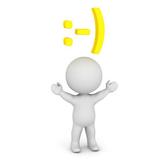 3D Character with Smiley Face Emoticon above his head