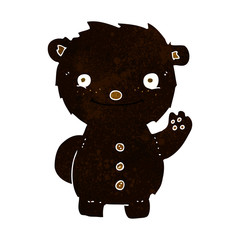cartoon waving black bear