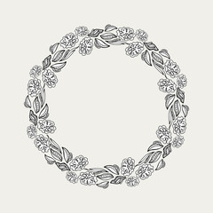 Hand-drawn floral frame. Vector hand paint wreath for invitation