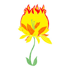 cartoon burning flower