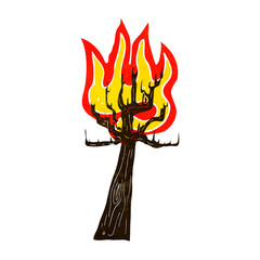 cartoon tree on fire