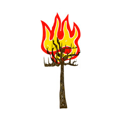 cartoon tree on fire
