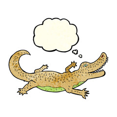 cartoon crocodile with thought bubble
