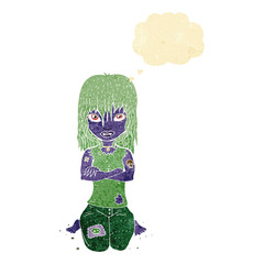 cartoon vampire girl with thought bubble