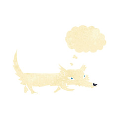 cartoon little wolf with thought bubble