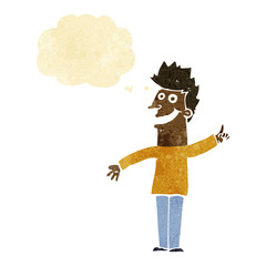 cartoon happy man with thought bubble