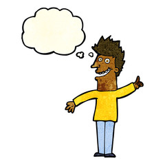 cartoon happy man with thought bubble