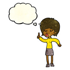 cartoon woman with idea with thought bubble