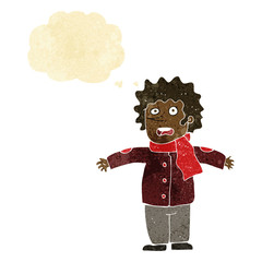 cartoon surprised man with thought bubble