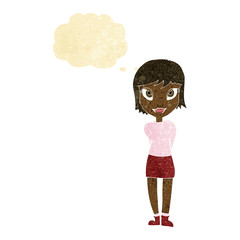 cartoon pretty girl with thought bubble