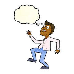 cartoon man panicking with thought bubble