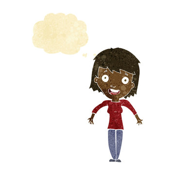 recommend clip art: cartoon woman shrugging shoulders with thought bubble