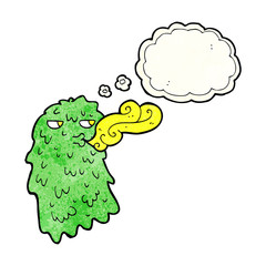 cartoon gross ghost with thought bubble
