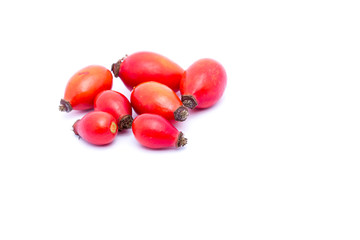 Rose hip isolated on white background.