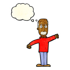 cartoon angry old man with thought bubble