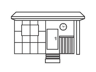 Vector old garden shed in contour