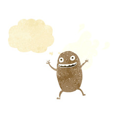 cartoon happy potato with thought bubble