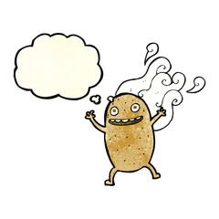 cartoon happy potato with thought bubble
