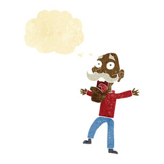 cartoon shocked old man with thought bubble
