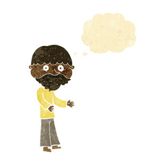 Obraz na płótnie Canvas cartoon happy bearded man with thought bubble