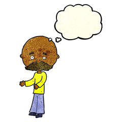 cartoon man with mustache with thought bubble