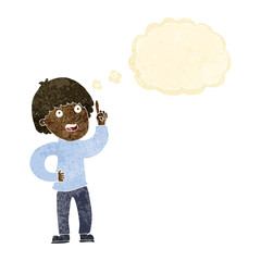 cartoon man with idea with thought bubble