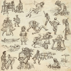 Fototapeta premium An hand drawn pack, line art - PEOPLE