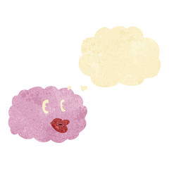 cartoon cloud symbol with thought bubble