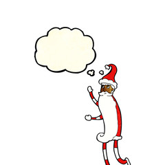 cartoon skinny santa with thought bubble