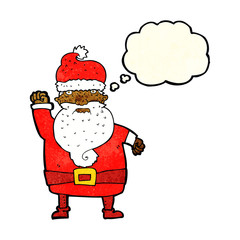 cartoon angry santa claus with thought bubble