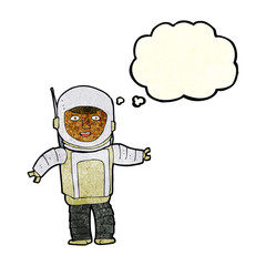 cartoon astronaut with thought bubble