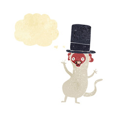 cartoon monkey in top hat with thought bubble