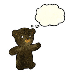 cartoon black bear cub with thought bubble