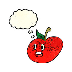 cartoon apple with thought bubble