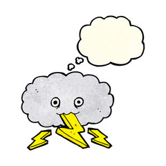 cartoon thundercloud with thought bubble